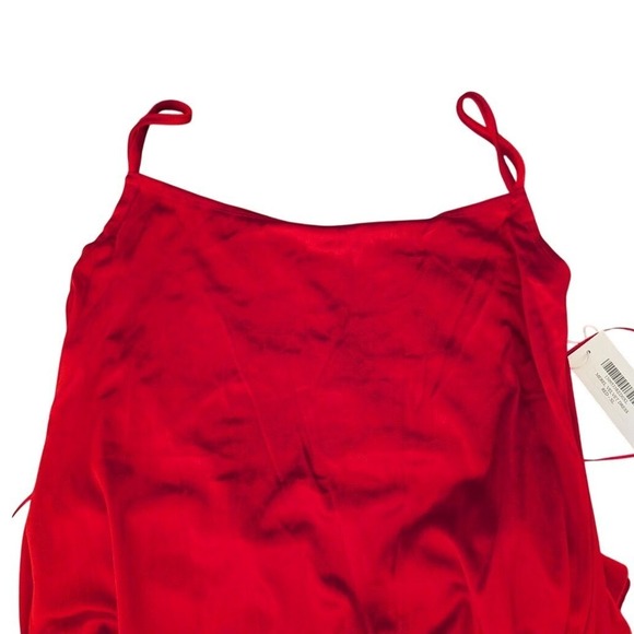 Reformation Merel Velvet Slip Dress Red Spaghetti Straps Midi Length NEW XL - Picture 5 of 9